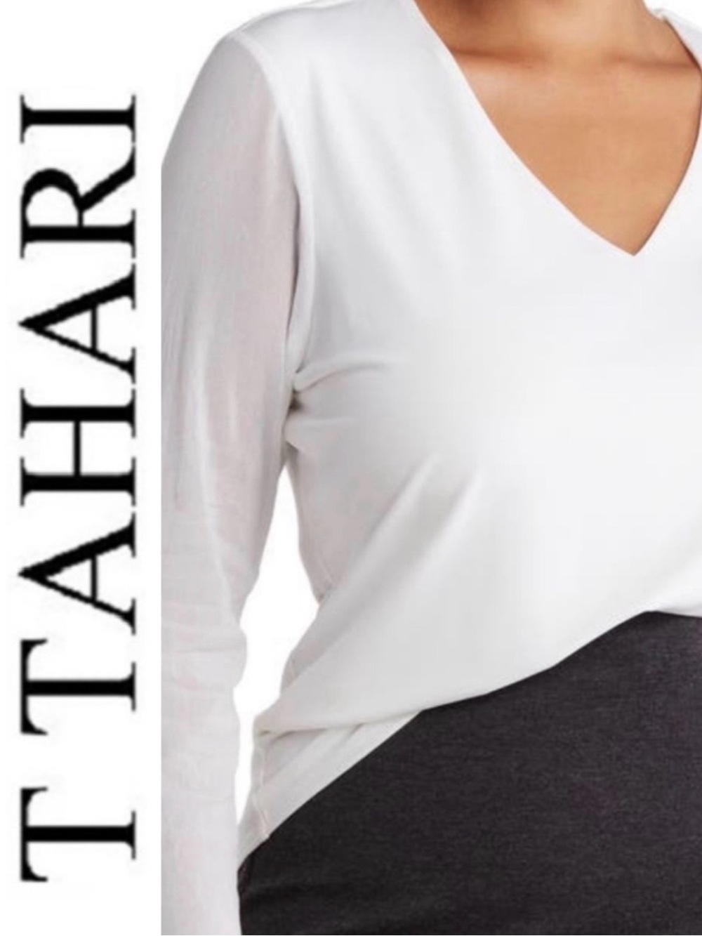 T Tahari White Illusion Blouse 2X